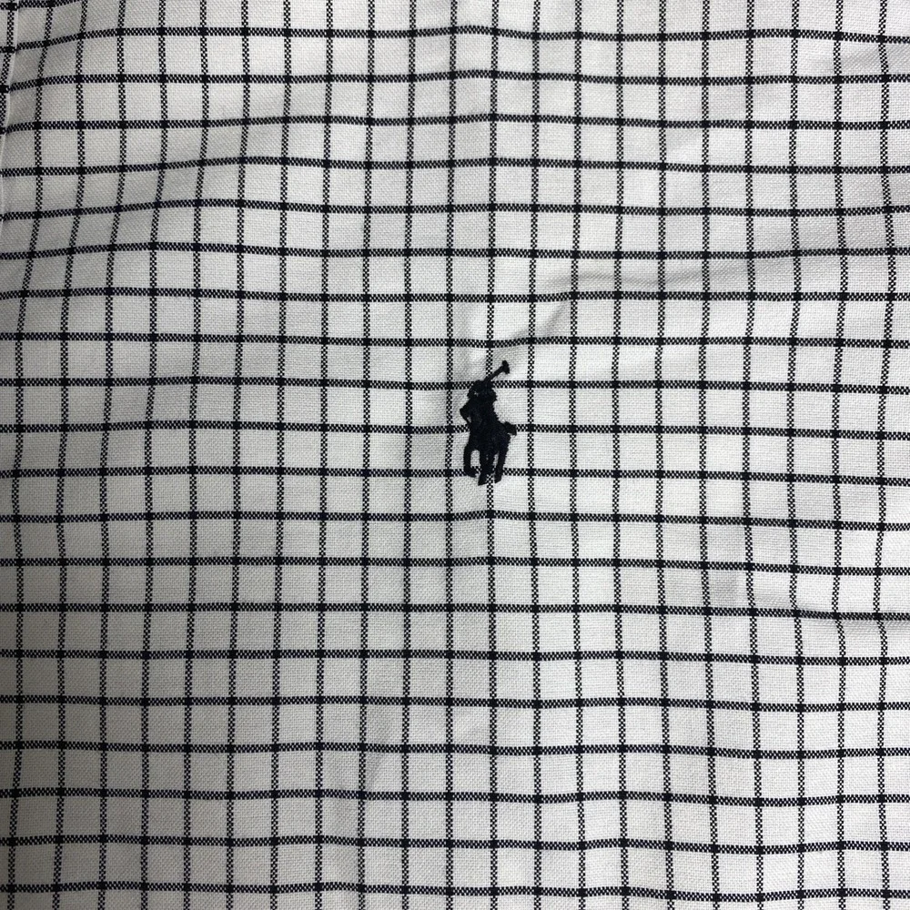 Polo Ralph Lauren Men's XLT  XL Tall White Black Windowpane Check Shirt